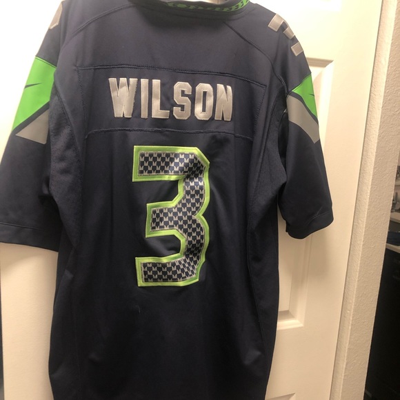 Nike On Field NFL Authentic Seattle Seahawks #3 Wilson Fan men's Blue Jersey - Picture 10 of 15